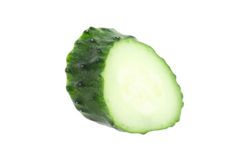 Slice of fresh cucumber isolated on white