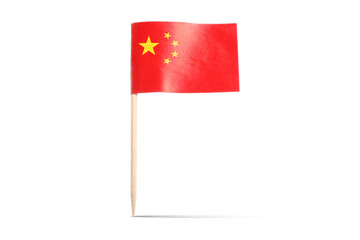 Small paper flag of China on white background