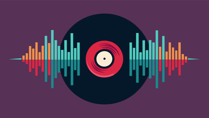 A minimalist interpretation of vinyl sound wave art with a single record displaying the simple yet iconic beats of a classic hip hop track. Vector illustration