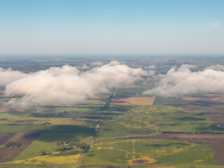 Aerial view Clouds and Fields