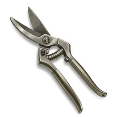 Silver Metal Garden Shears with Spring Mechanism and Sharp Blades