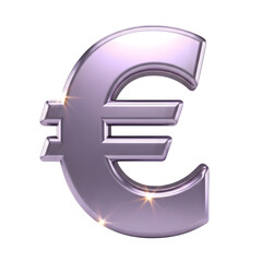 Fototapeta premium Shiny Silver 3D Euro Currency Symbol with Light Reflections Isolated on Black money finance
