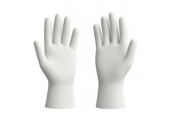 3d rendering of two white gloves open on transparent background, ideal for safety, hygiene, and healthcare concepts