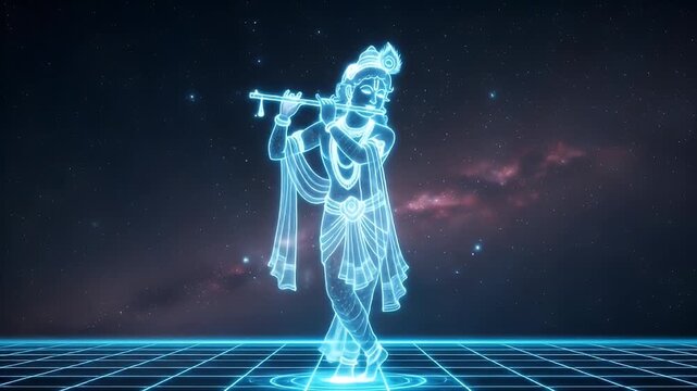 lord krishna hologram flute player digital spirituality