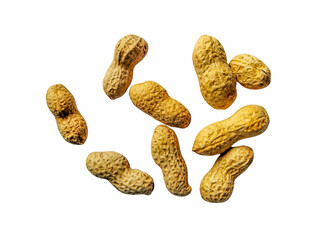Ripe peanuts most delicious snacks isolated on a white background.