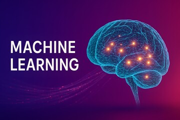 Naklejka premium Holographic Brain Insight with Neural Network Visualization for AI Development and Cognitive Computing