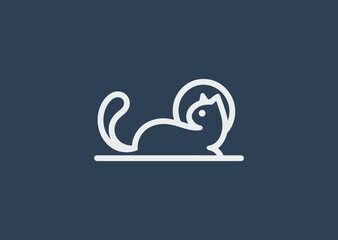 Simple cat line logo reflecting calmness, agility, and minimal feline beauty.