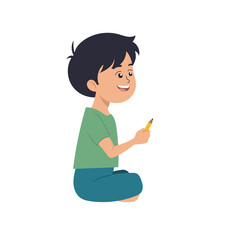 A Young Boy Holding a Pencil