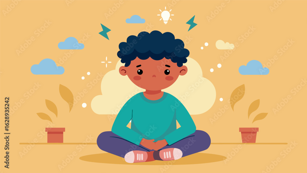 Poster a child with anxiety finally feeling a sense of calm and control after learning coping mechanisms in