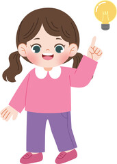 cute girl wearing pink clothes have idea