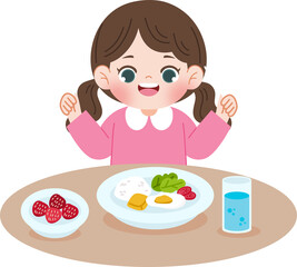 cute girl wearing pink clothes eating meal