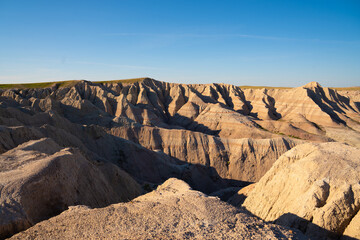 Hills on the majestic landscape in Badlands National Park, South Dako