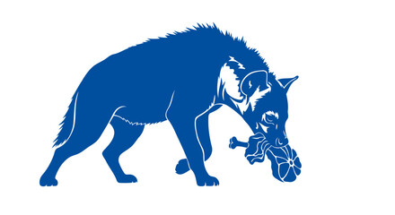 blue hyena silhouette powerful side profile for design projects
