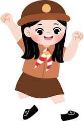 cute pramuka kid scout cartoon character