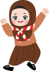 cute pramuka kid scout cartoon character