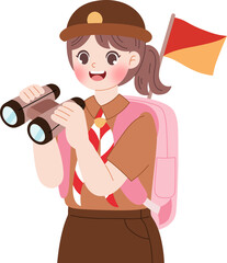 cute pramuka kid scout cartoon character