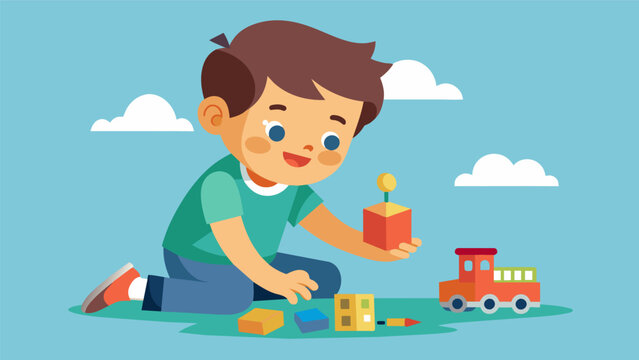 A child plays with a toy fully engrossed in their imagination and eagerly exploring each detail.. - Powered by Adobe