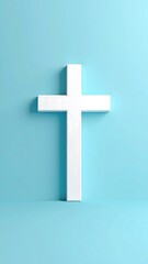 Obraz premium Simple white cross against a light blue background