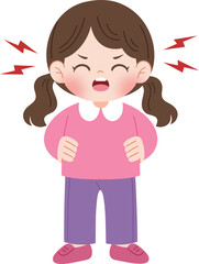 cute kid angry and tantrum cartoon character