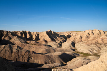 Hills on the majestic landscape in Badlands National Park, South Dako