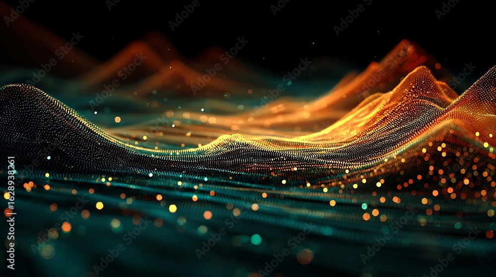Poster abstract glowing particle waves background with elegant design