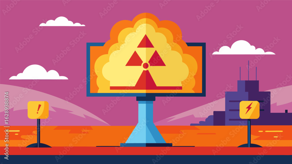Aufkleber a billboard featuring a nuclear explosion with a message warning of a potential attack instilling fe