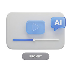 3DUI Element Showing AI Video Playback with Prompt Button on a Black Background artificial intelligence