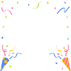 紙吹雪、テープ、パーティークラッカーのデコレーションフレーム、正方形サイズ