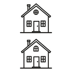 Icon Set Vector of Line Art House Illustration Modern Building Simple Architecture Style