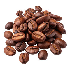 Obraz premium Roasted coffee beans isolated on transparent background