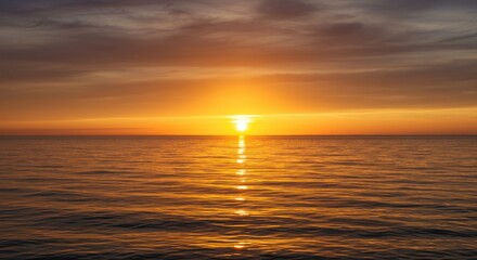 Obraz premium Golden sunset over tranquil sea