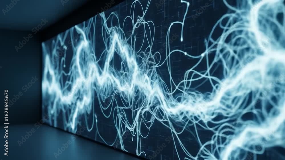 Aufkleber abstract blue energy displaying dynamic lines and glowing patterns in dark room