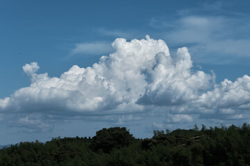 真夏の青空と白い雲