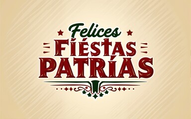 Felices Fiestas Patrias - Happy National Holidays spanish text, mexican theme patriotic celebration vector lettering. High quality