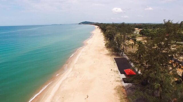 Moving down view of Besut beach in Terengganu