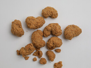 Crunchy cashew nuts on white background