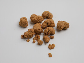 Crunchy cashew nuts on white background