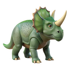 Fototapeta premium Green 3D Model of a Triceratops Dinosaur prehistoric isolated on a transparent background