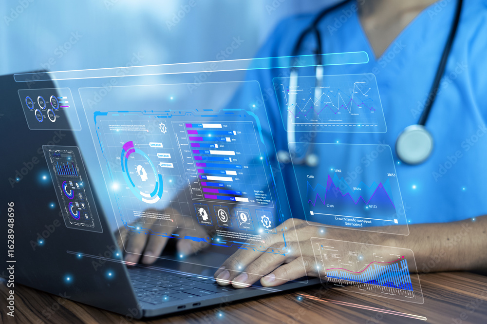 Poster doctor technology ai transforms patient care by integrating advanced diagnostics, predictive analyti