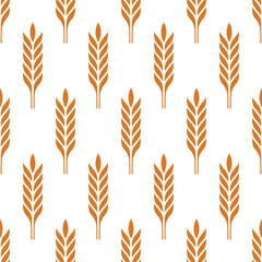 Vector Seamless Pattern with Agriculture Wheat and Cereal Ears. Organic Wheat, Rice Ear Design Template. Bread, Beer Packaging, Farming, Organic Food Concepts
