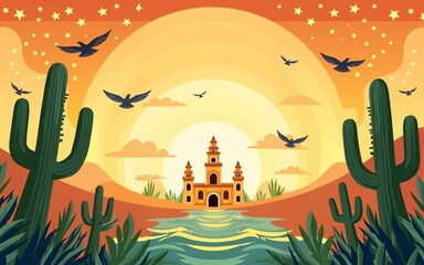 Mexican vector banner layout design. Viva Mexico holiday, vector illustration. High quality