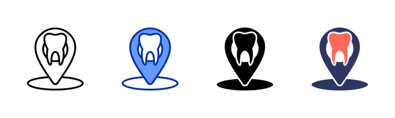 Dental Clinic Location icon sheet multiple style collection