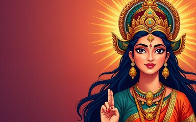 illustration of goddess durga face happy durga puja navratri cover banner design. High quality