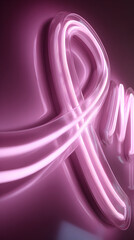 Glowing Pink Ribbon Symbolizing Breast Cancer Awareness Against a Smooth Background