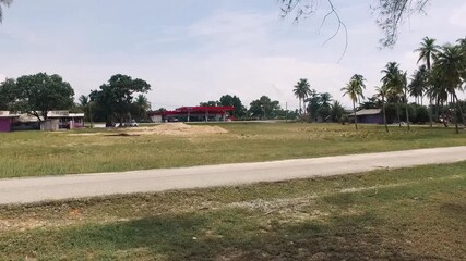 Besut, Terengganu, July 10, 2018, Caltex petrol station, drone view.