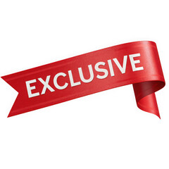 Red exclusive ribbon banner graphic