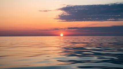 Obraz premium Sunlit Clouds Over Ocean With Ultra Smooth Horizon