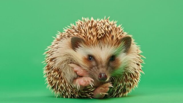 hedgehog curled up on green screen 4K Videos