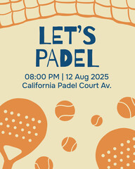 Padel Paddle Poster Illustration for social media feed template