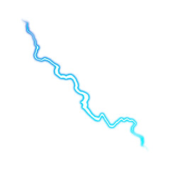 Blue electric zigzag lightning line on transparent background
